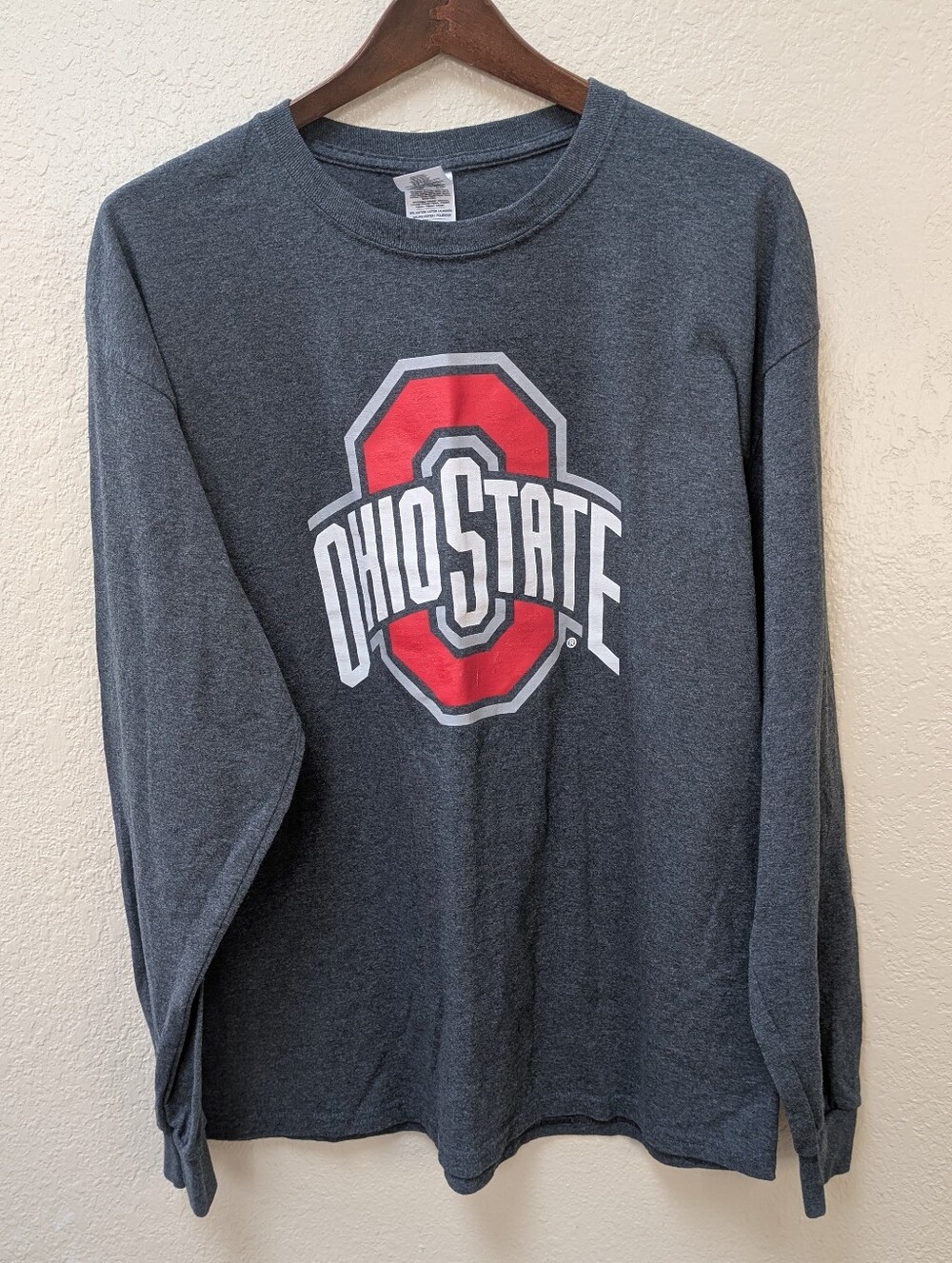 Ohio State Buckeyes Long-Sleeve Charcoal Grey Shirt. Size XL